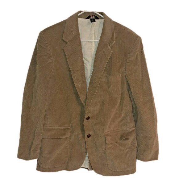 WFF By Farrah Mens 42R Corduroy Blazer Tan Elbow Patch Buttons Vintage - Picture 1 of 5